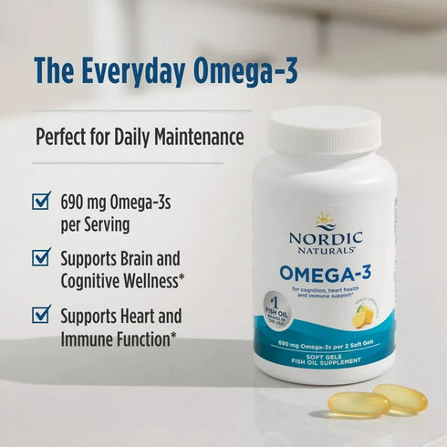 Omega-3 Lemon 180 Soft Gel Caps-Nordic Naturals-Matakana Pharmacy